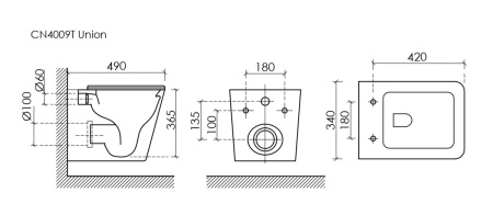 Унитаз подвесной Ceramica Nova UNION CN4009TMB черный с сиденьем микролифт безободковый смыв торнадо